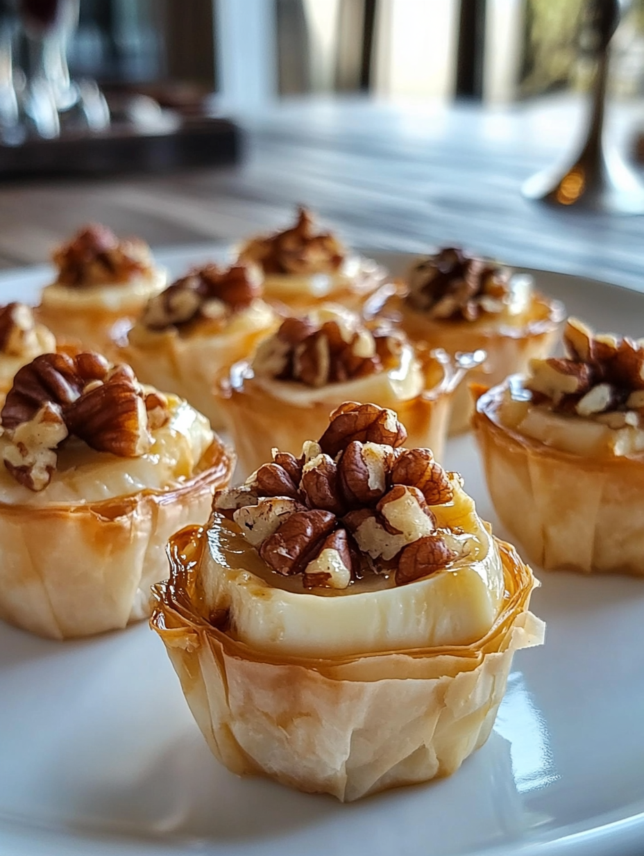 Bourbon Pecan Brie Bites